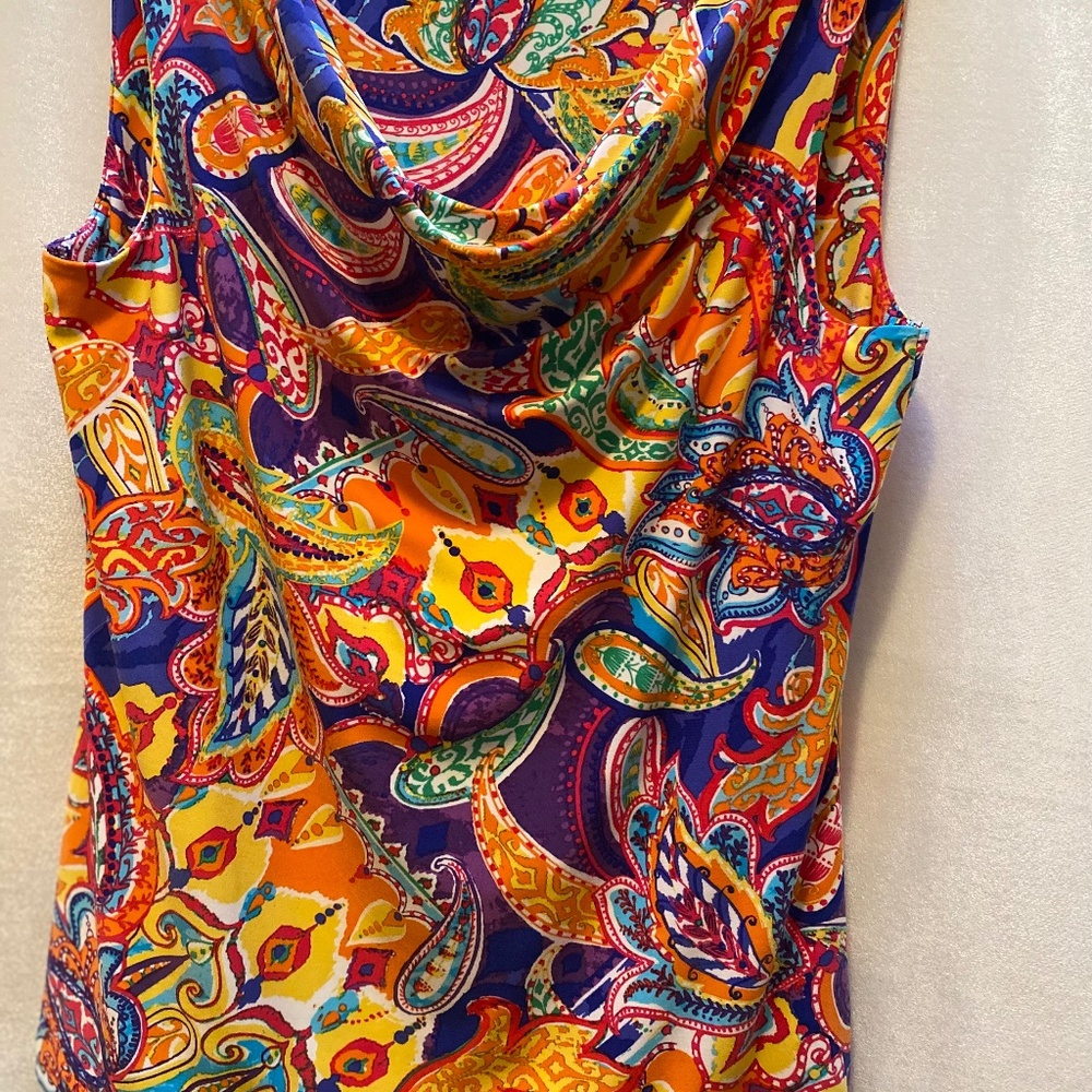 Ralph Lauren sleeveless paisley cowl neck top